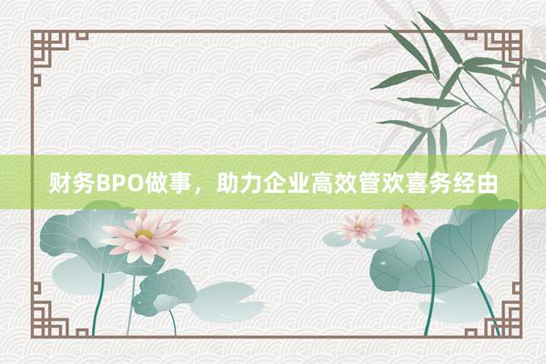 财务BPO做事，助力企业高效管欢喜务经由
