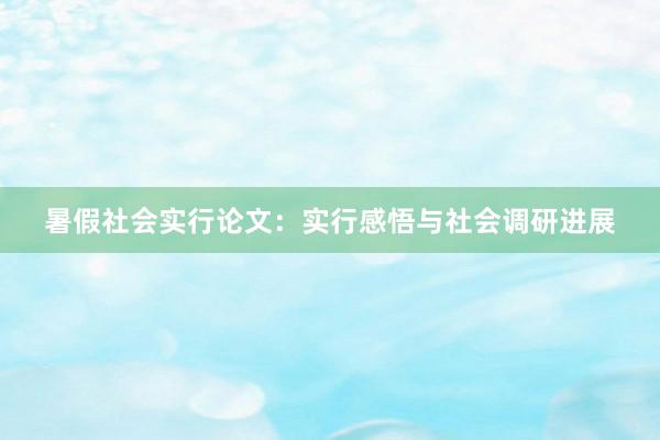 暑假社会实行论文：实行感悟与社会调研进展